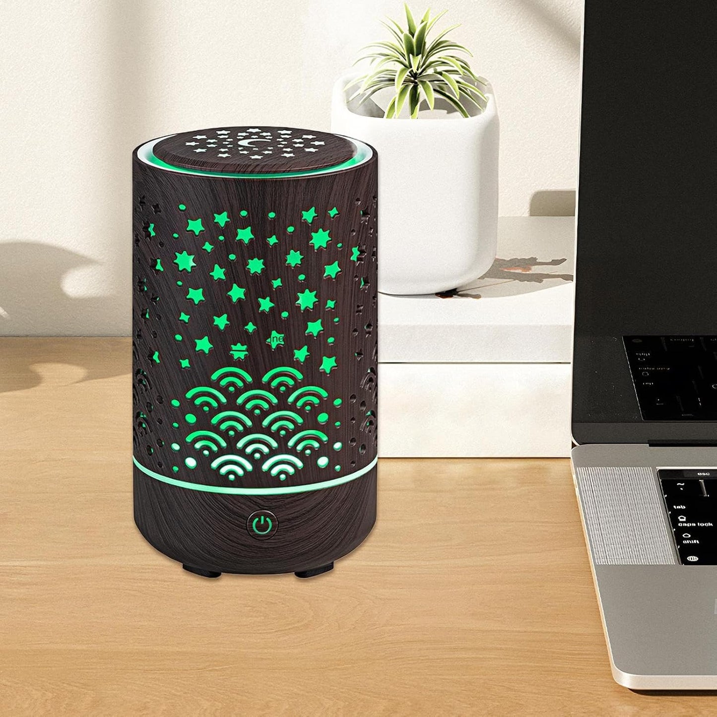 Oil Diffuser, Small Aroma umidificatore, 4-in-1 Multifunctional Design, Automatic Mist Fragrance Control, 7.01x3.94x3.94 pollici, Compact Ideal for Hotel, Kitchen, and Workplace Use