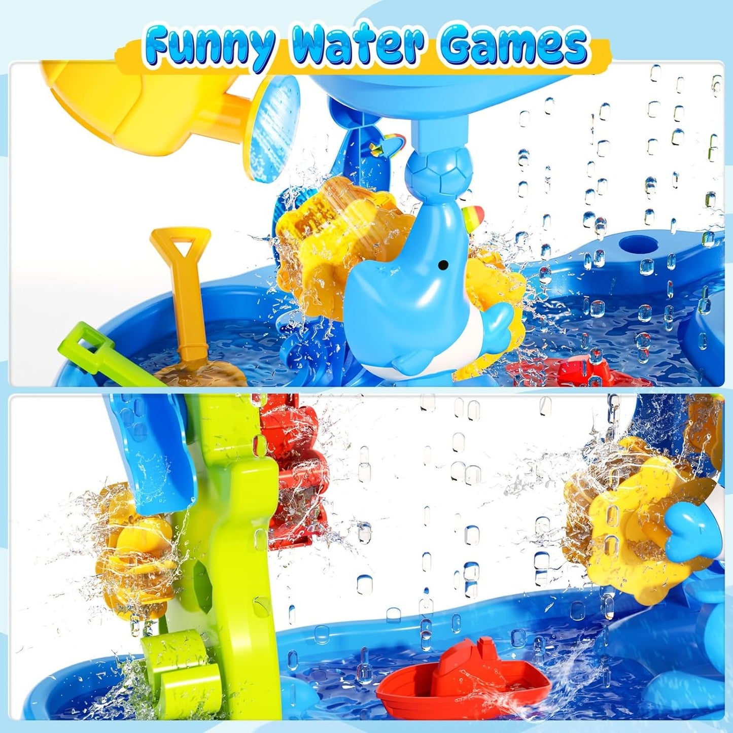 Skirfy 4-Tier Water Table for Kids Toddlers 3-5 4-8,Outdoor Summer Sand and Water Play Water Activity Tables Beach Toys for Outside Backyard