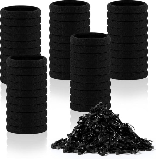 Diboniur 50 Pieces Hair Elastics and 450 Pieces Small Hair Elastics for Hair, Small Women Hair Elastics, Black Cotton Hair Bands for Women and Men