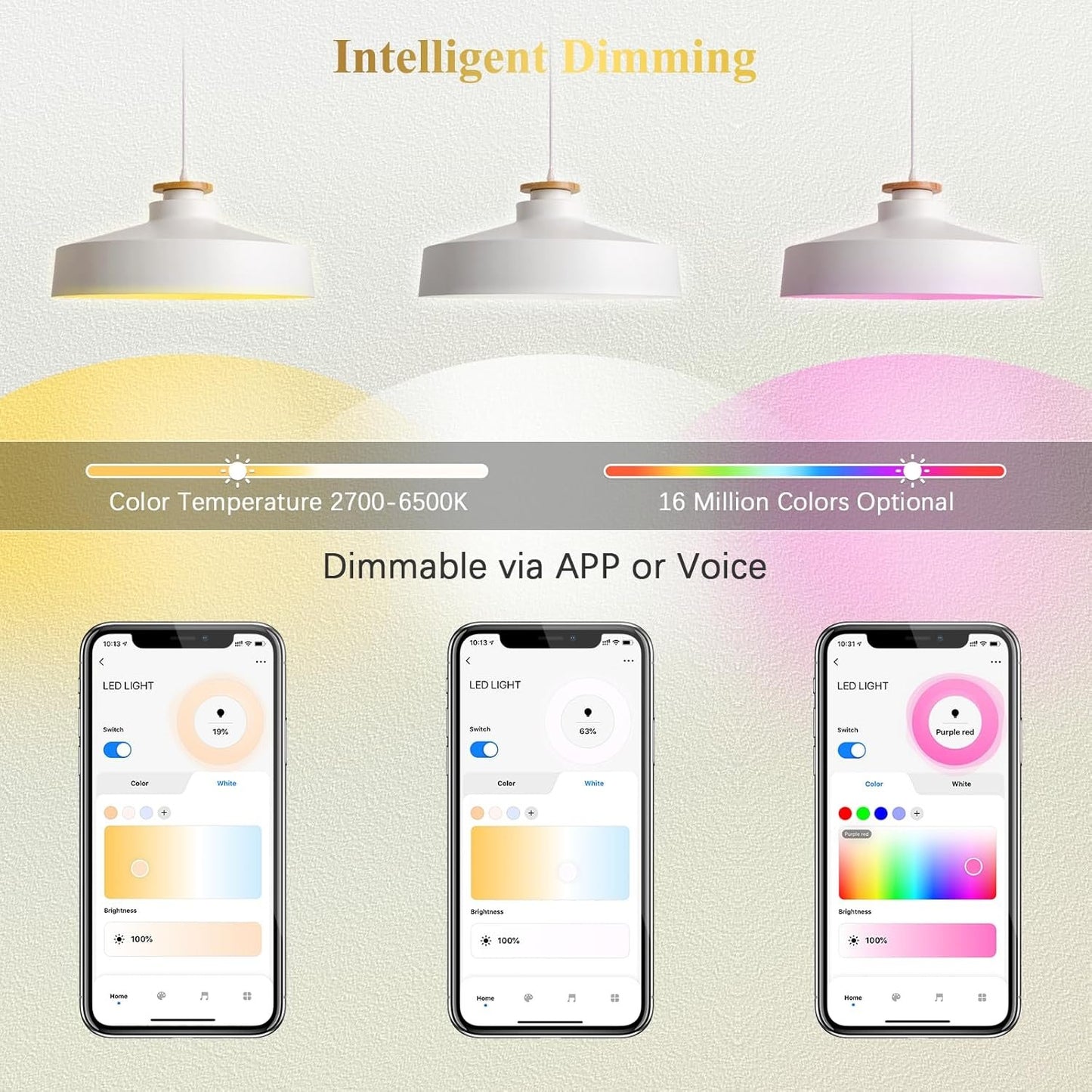 DiCUNO MR16 Smart Bulb, Color Changing WiFi & Bluetooth LED Track Light Bulb, Alexa & Google Assistant Compatible, RGBCW Dimmable with App, GU5.3 Base, 5W (40W Equivalent), Pack of 4