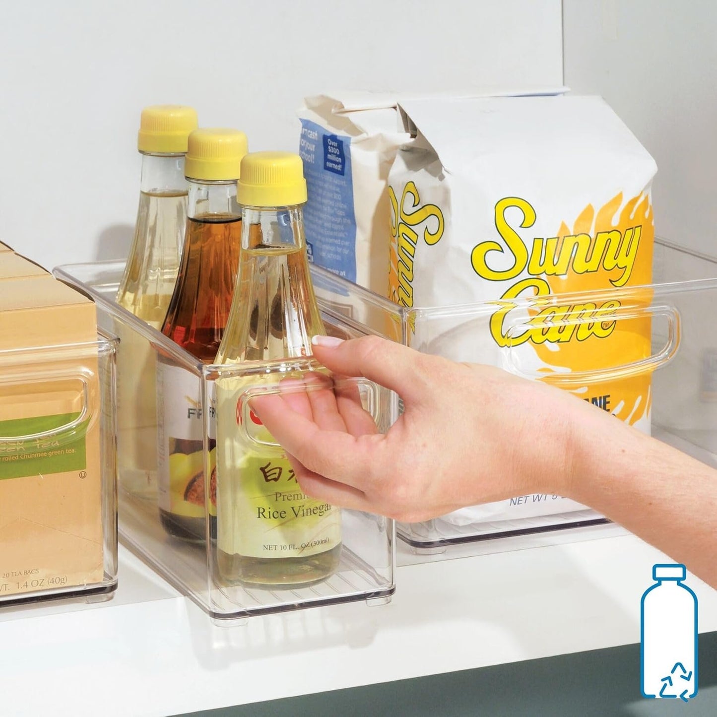 InterDesign Cabinet/Kitchen Binz Kitchen Storage Container, Small Plastic Storage Boxes for The Fridge, Freezer or Pantry, Clear