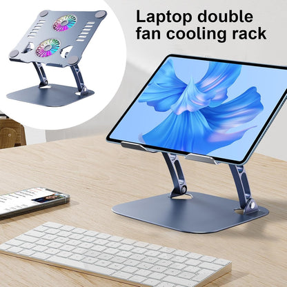 Zqkimzi Laptop Stand Fan, Adjustable Metal Cooling Pad, Ergonomic Laptop Cooling Stand, Foldable Laptop Cooling Pad, Adjustable Height Laptop Cooler, Fan Cooling Pad, Laptop Tablet Cooling Stand