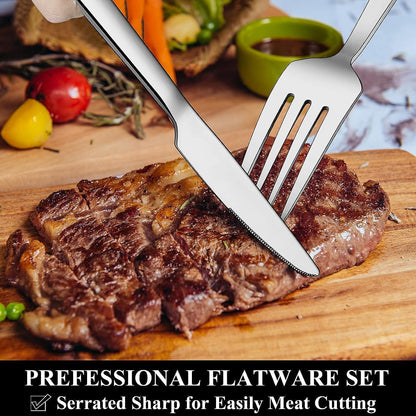 60-Piece Silverware Set, Stainless Steel Flatware Set for 12, Food-Grade Tableware Cutlery Set, Utensil Sets for Home Restaurant, Mirror Finish, Dishwasher Safe