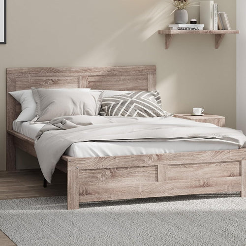 OIKITURE Wooden Bed Frame Queen Size Beds Platform, Bed Frame Platform with High Bed Leg, Compatible with Australian-Sized Mattresses, 210X173X100cm
