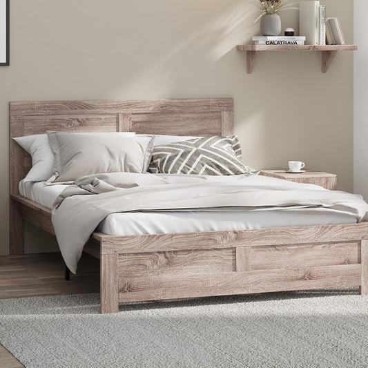 OIKITURE Wooden Bed Frame Queen Size Beds Platform, Bed Frame Platform with High Bed Leg, Compatible with Australian-Sized Mattresses, 210X173X100cm