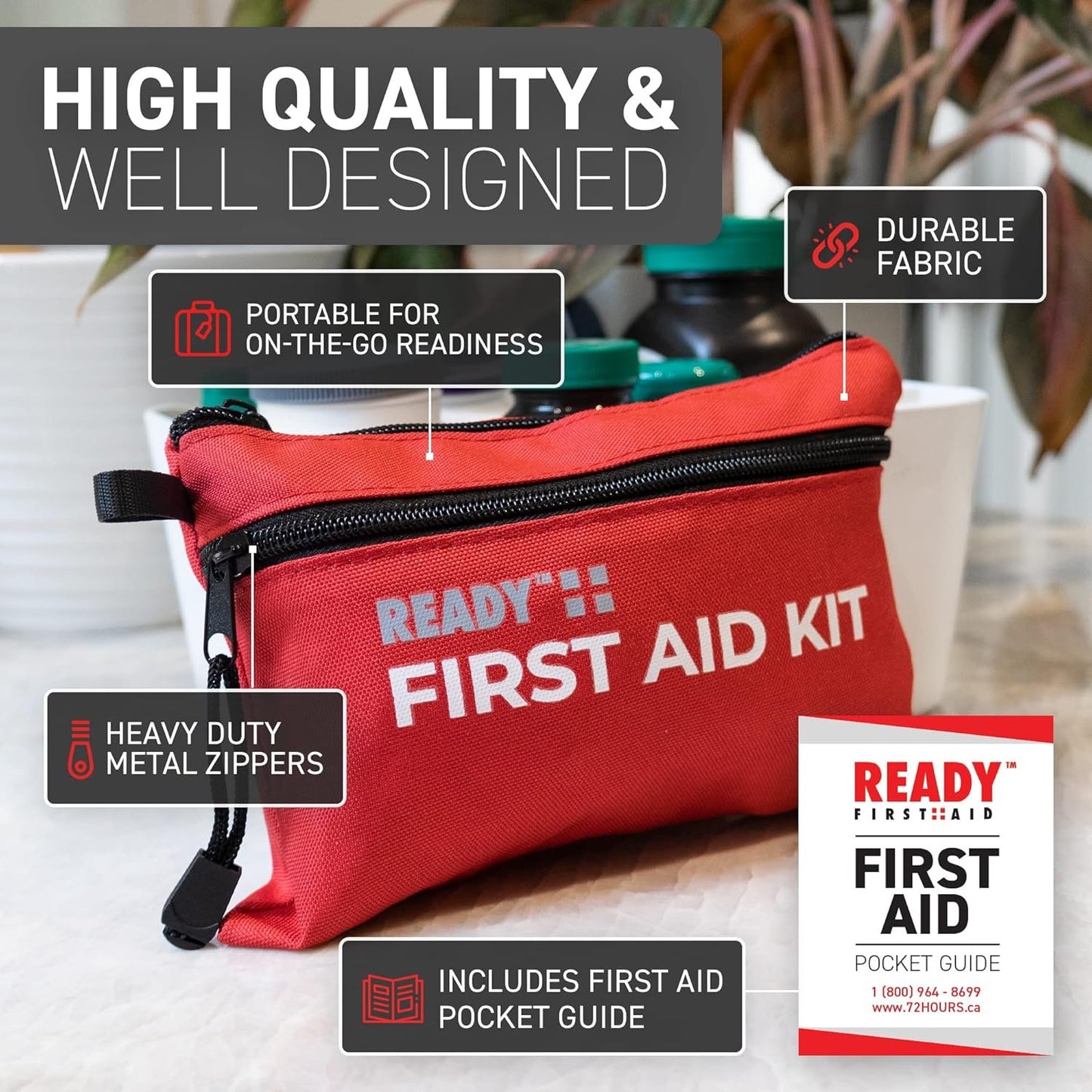 Ready First Aid 107 Piece First Aid Kit - Camping, First Aid Kit, Camping Essentials, Hiking, Home Essentials, Car Emergency Kit, Hiking Gear, First Aid Kit Travel, Car Essentials, Survival Stuff