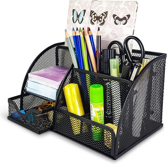 Pencil Holder for Desk, Metal Mesh Stationary Desktop Organizer, Strong Pen Holder Pencil Holder for School, Office and Home Desktop Accessories storage (Black)