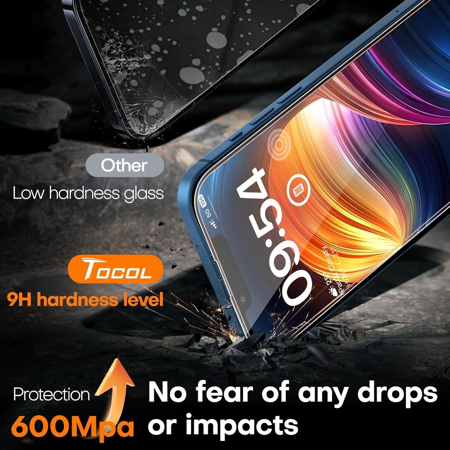 TOCOL 2 Pack for iPhone 15 Screen Protector [Instant Installation] [Auto-Dust Removal] [HD Clear], Unbreakable 9H+Hardness Shatterproof Tempered Glass [Bubble Proof] for iPhone 15