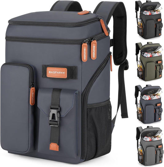BAGPARKK Insulated Cooler Backpack,33 Cans Multifunctional Double Deck Leakproof Cooler Bag with Sternum Strap,Large Capacity Lightweight Travel Camping Beach Backpack