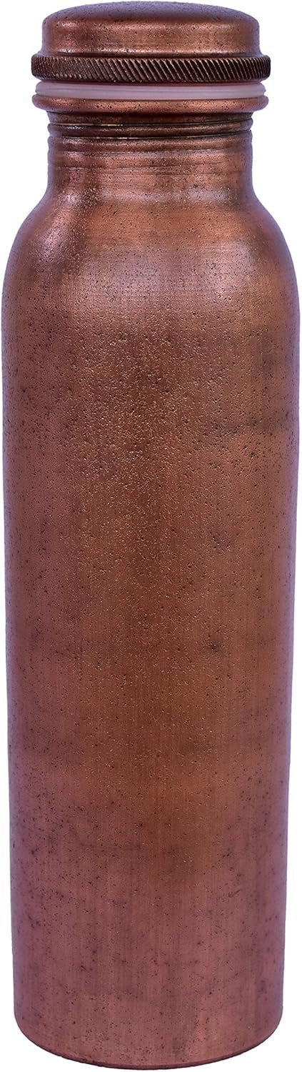 De Kulture Handmade Vintage Pure Copper Water Bottle With Cap Ideal Drinkware With Ayurveda and Yoga Benefits 2.75 x 10 (DH) Inches 900 ML