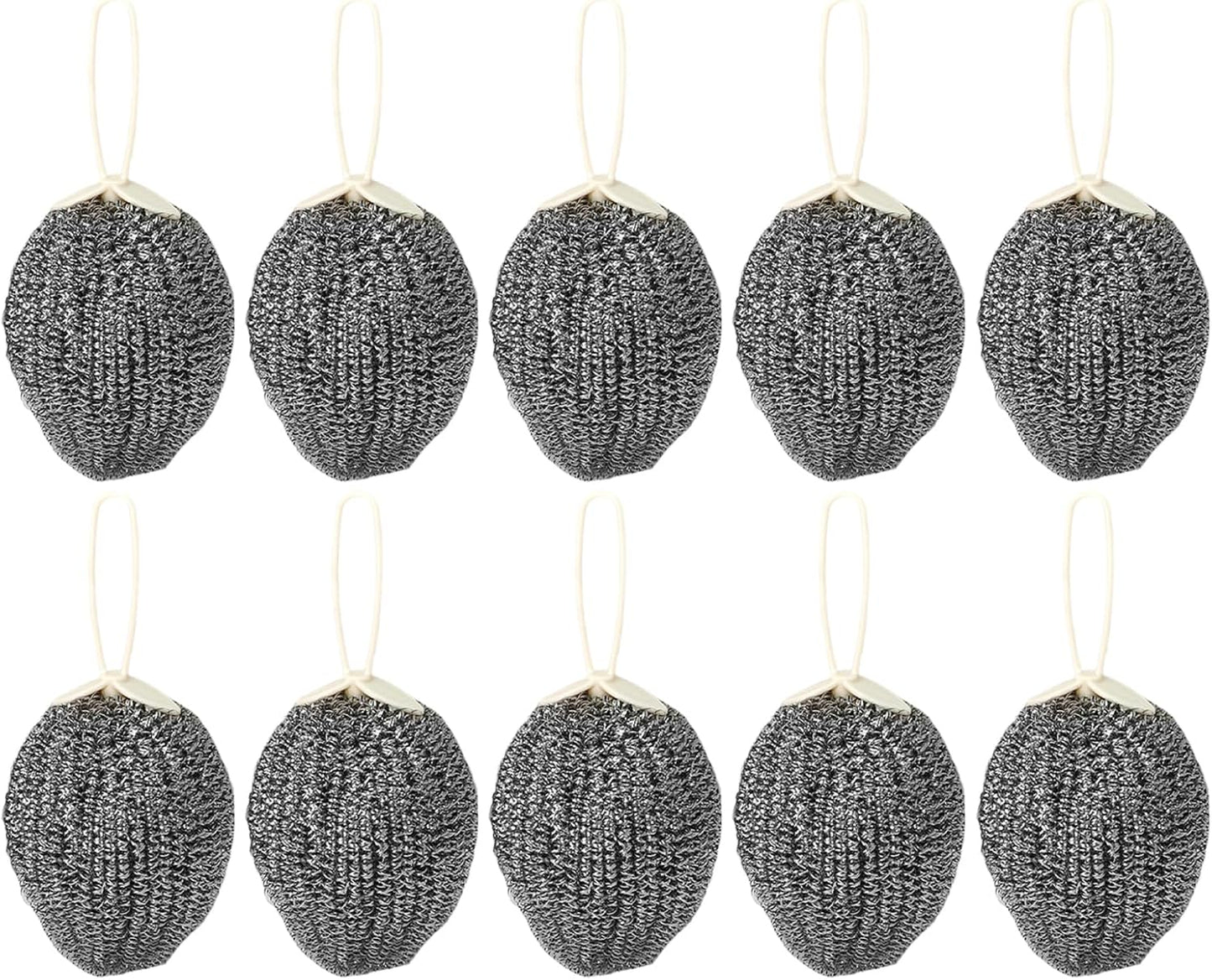 Stainless Steel Scrubber, 10 Piece Metal Kitchen Dish Scrubbing Sponges, 1.77 Inches Heavy Duty Scouring Pads for Dishwashing Pots, Pans, Sinks, Grills, Stoves, Racks, Cleaning