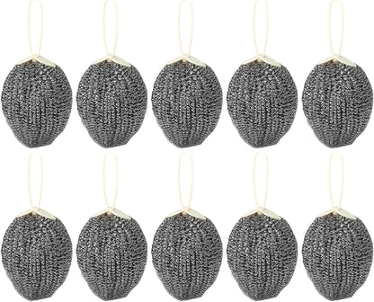 Stainless Steel Scrubber, 10 Piece Metal Kitchen Dish Scrubbing Sponges, 1.77 Inches Heavy Duty Scouring Pads for Dishwashing Pots, Pans, Sinks, Grills, Stoves, Racks, Cleaning