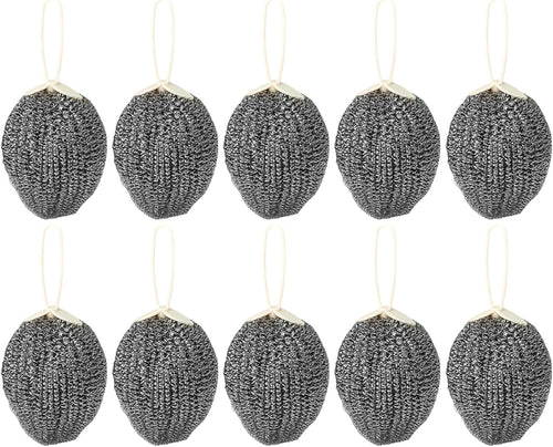 Stainless Steel Scrubber, 10 Piece Metal Kitchen Dish Scrubbing Sponges, 1.77 Inches Heavy Duty Scouring Pads for Dishwashing Pots, Pans, Sinks, Grills, Stoves, Racks, Cleaning