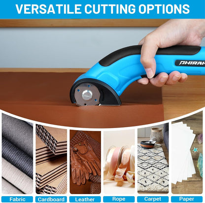 PHIRAH Cordless Cardboard Cutter, 4V Electric Scissors for Carpet and Leather, Box Cutter Tool with Safety Trigger, Powerful Rotary Cutter for Cutting Carpet, Cardboard, Leather, Paper, Plastic