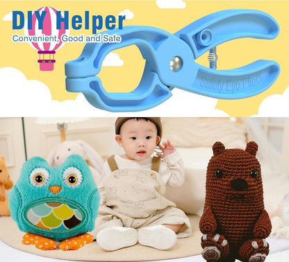 GEOCCI Safety Eye Tool Auxiliary Tool for Attaching Safety Eyes for Crocheting Safety Eyes Crochet Tools for Amigurumi Crochet & Stuffed 5-30mm Animal Eyes Making Supplies Tool（Blue 1pcs）