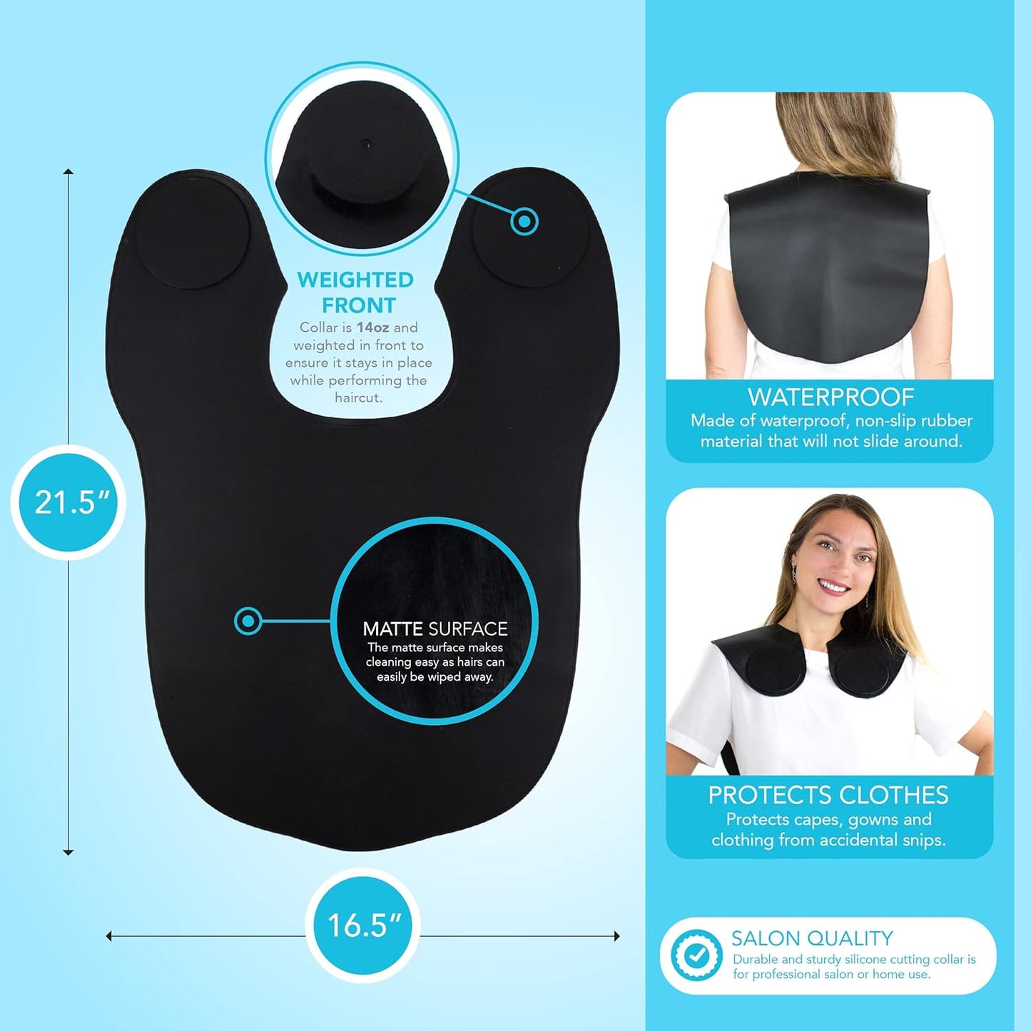 Hair Cutting Collar - Non-Slip, Matte Silicone Material - Weighted Front Hair Collar - Cutting Collar for Hair Cut - Weighted Cutting Collar Hairdressing