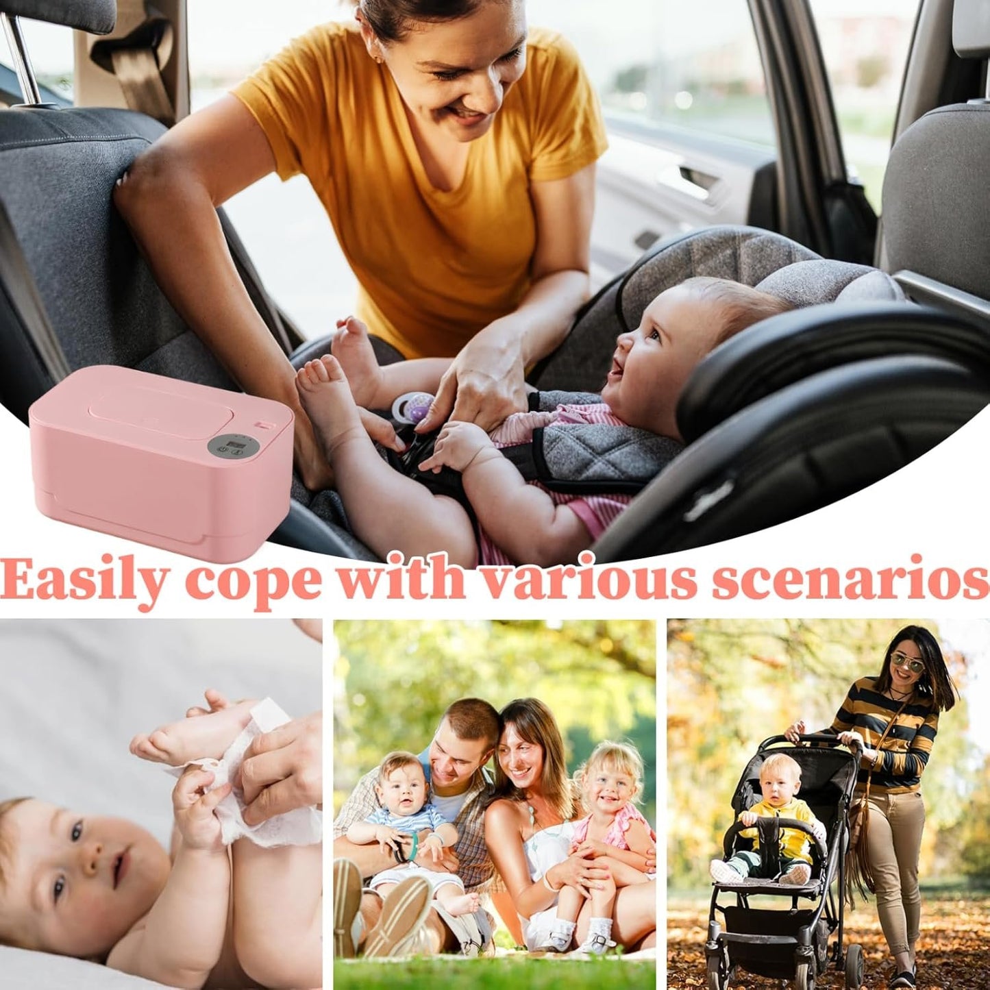 Baby Wipe Warmer Thermostat Diaper Wipe Warmer Adjustable Wipes Warmer USB Heating Wet Wipes Warmer Large Wipe Holder for Baby Nursery Baby Wipe Warmer