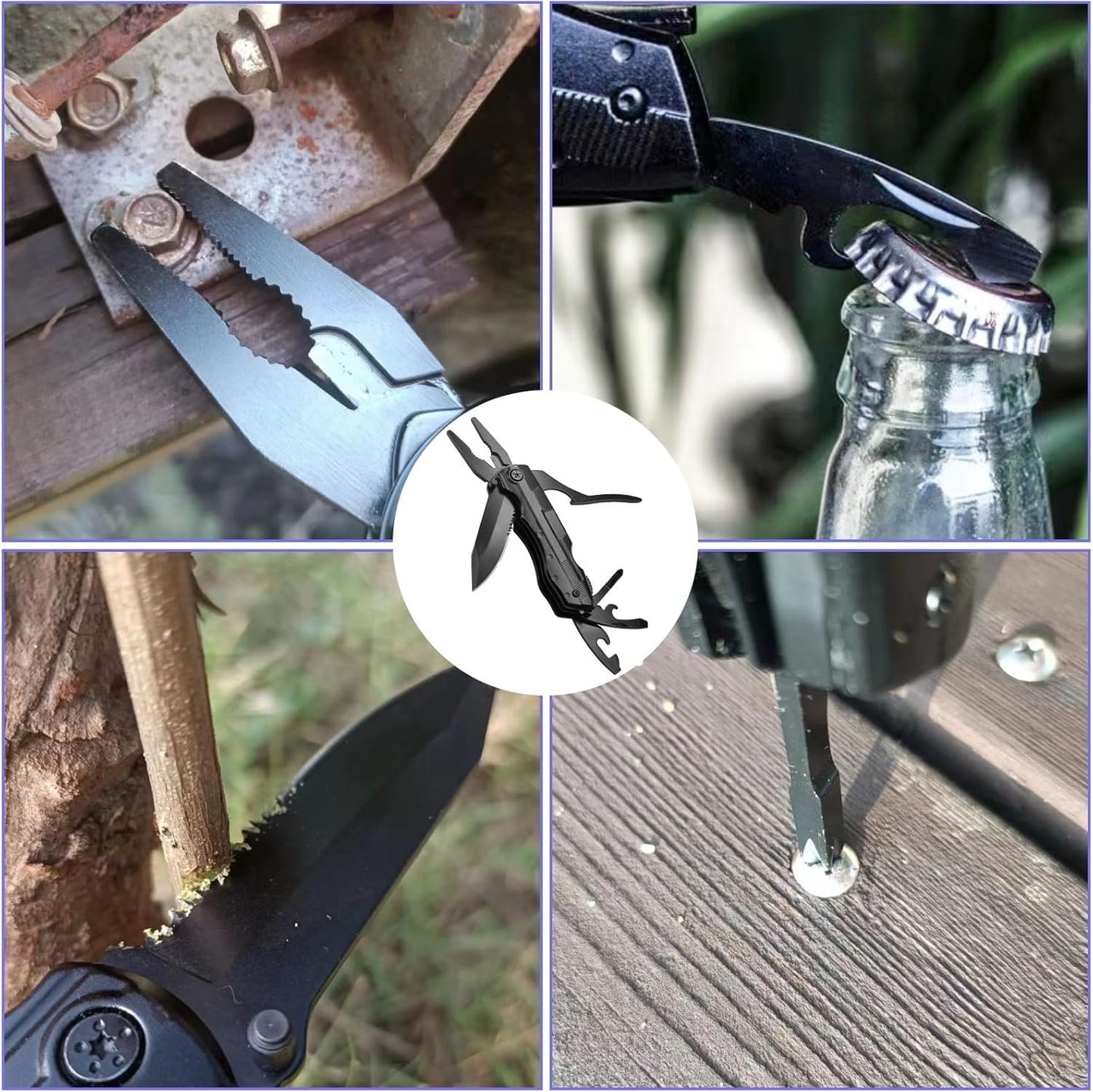 wapstibck Christmas Gifts for Men, 9-in-1 Folding Pocket Knife with Wire Stripper, Multitool Pliers with Safety Lock for Outdoor Survival Camping Hunting and Hiking