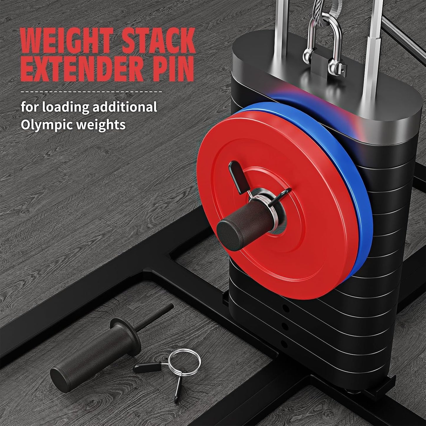 CXPZLLBNHH Weight Stack Pin, Weight Stack Extender Pin for Cable Machine Load Extra Barbell Weights, Weight Extender Pin with Spring Clip Strength Training Equipment for Home or Gym