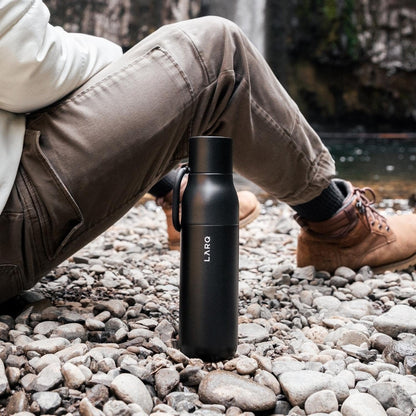 LARQ Bottle Flip Top 25oz - Insulated Stainless Steel Water Bottle with Straw | Thermos, BPA Free | Reusable Water Bottle for Sports, Gym, and Travel | Keep Drinks Cold for 24 Hours, Obsidian Black