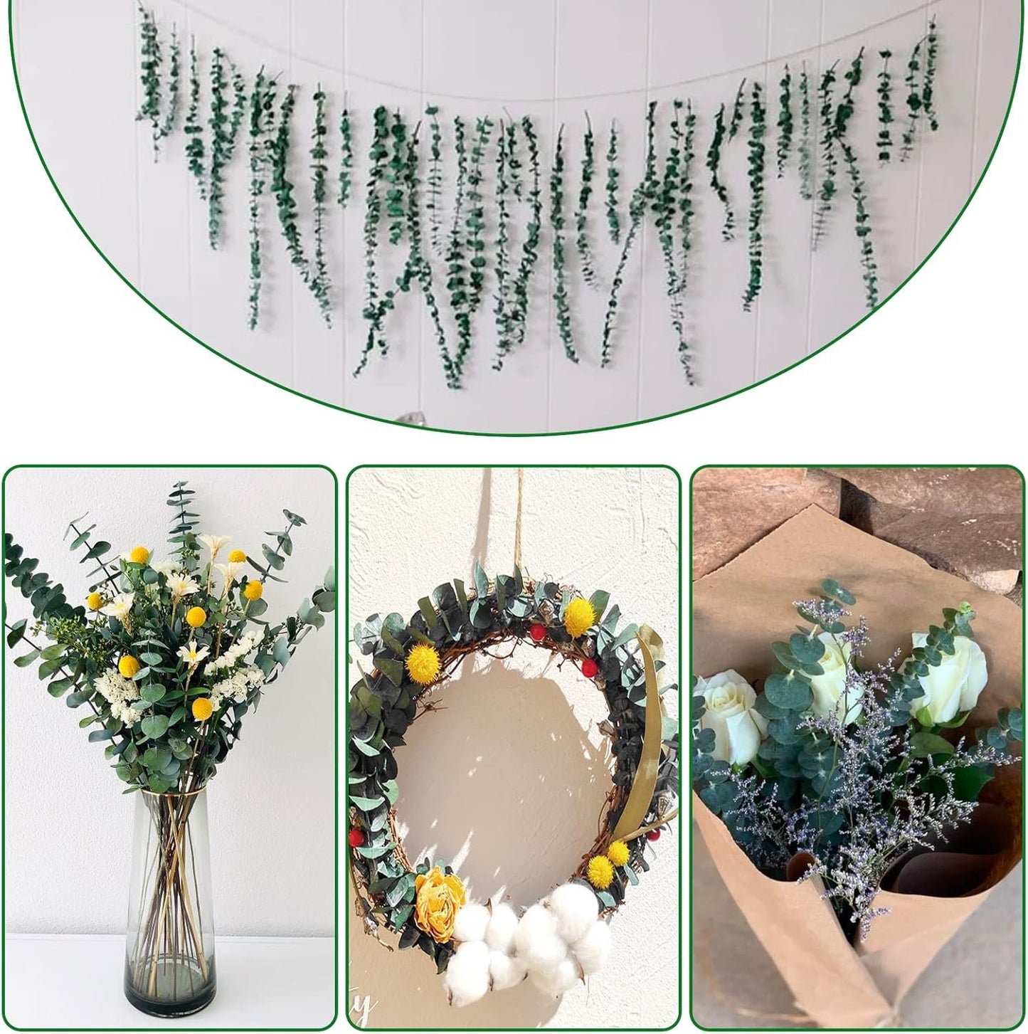 20 Pcs Preserved Dried Eucalyptus Stems, 17" Natural Fresh Eucalyptus Bundles for Shower, Real Plant for Vase Filler, Dried Flowers Arrangement, Home Decor
