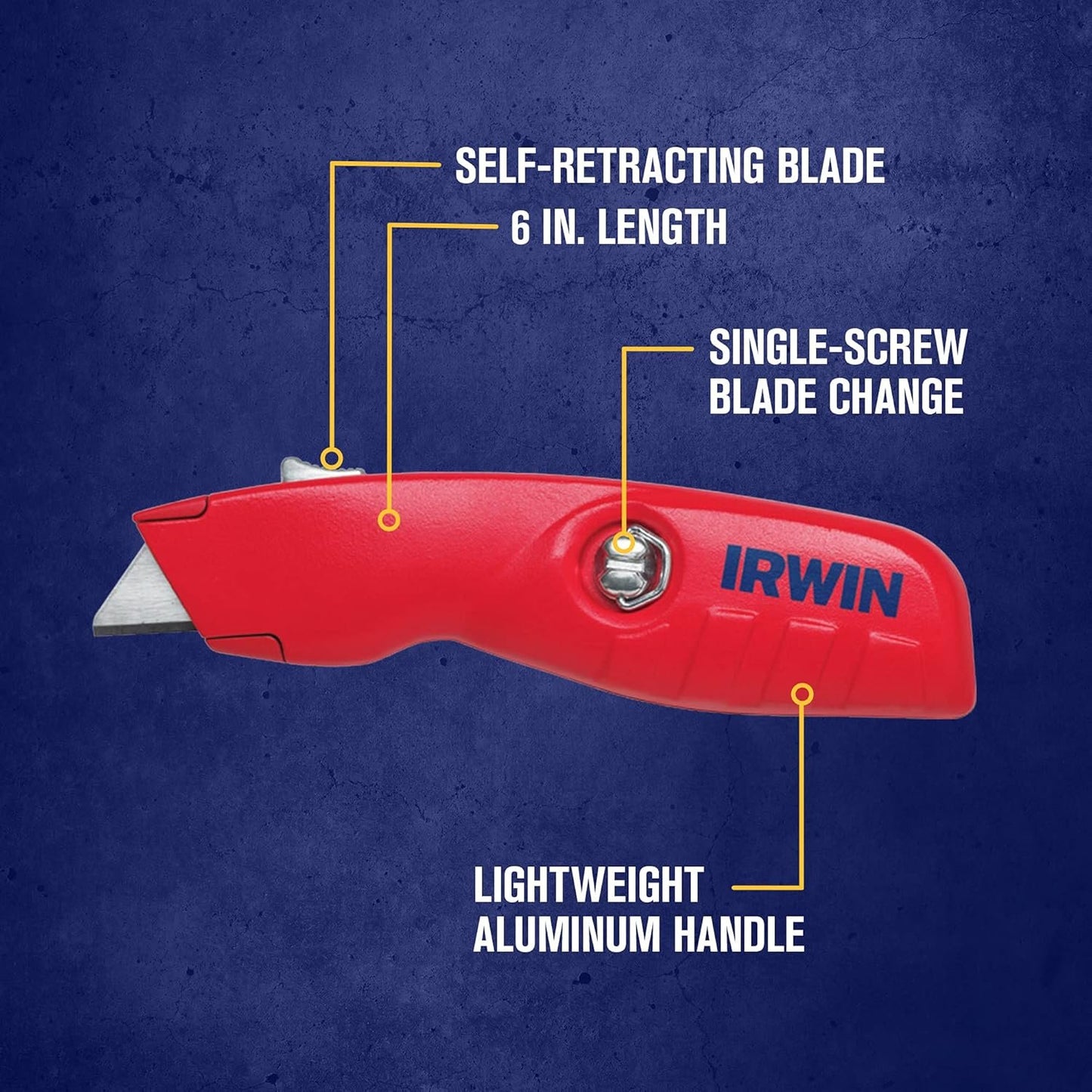Irwin 2088600 Self Retracting Safety Knife with Ergonomic NoSlip Handle