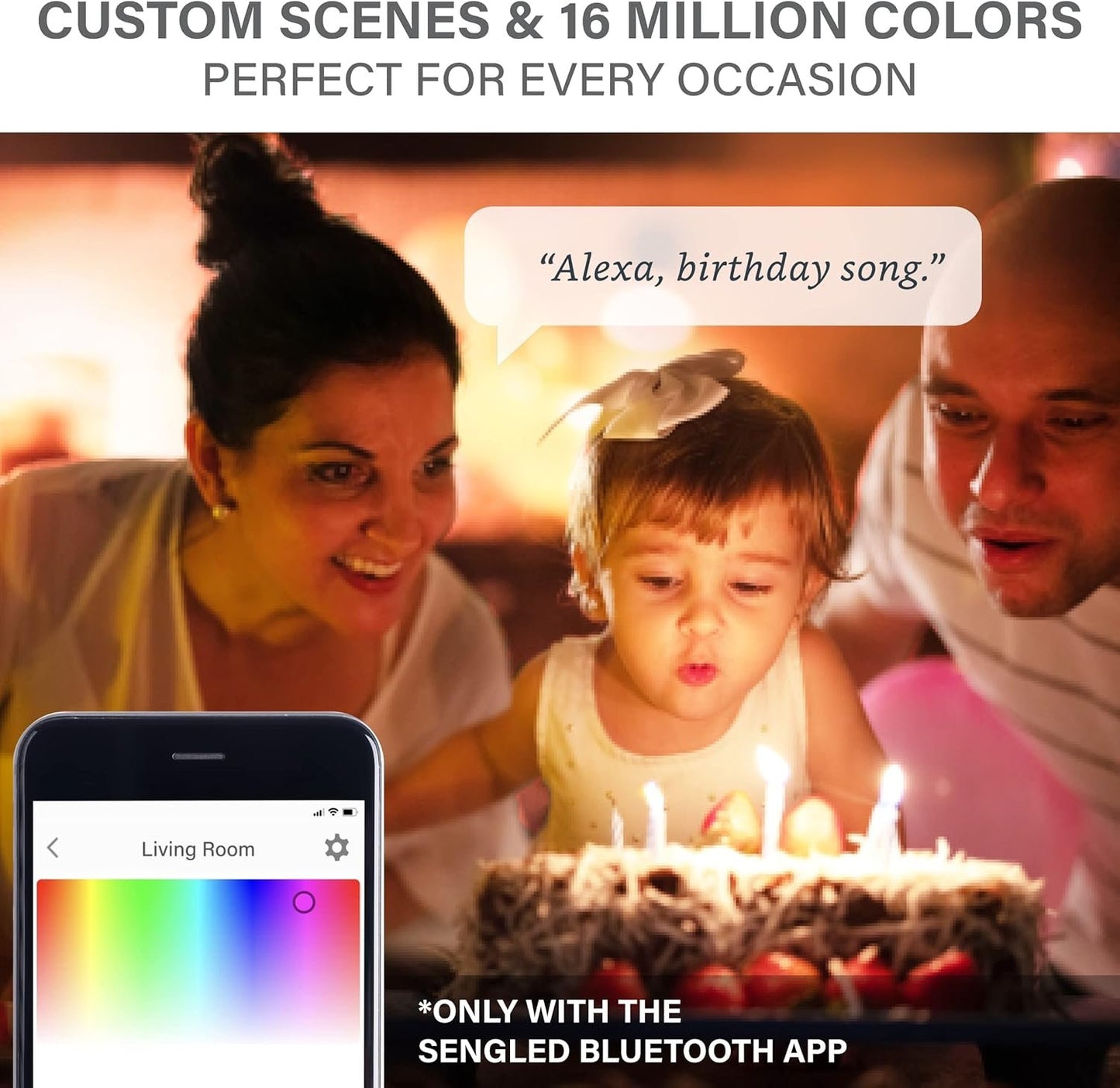 Sengled Light Bulb, S1 Auto Pairing with Alexa Devices, Color Changing , Smart Light that Work with , Bluetooth Mesh Smart Home Lighting, E26 60W Equivalent, 800LM, 4 Count (Pack of 1)