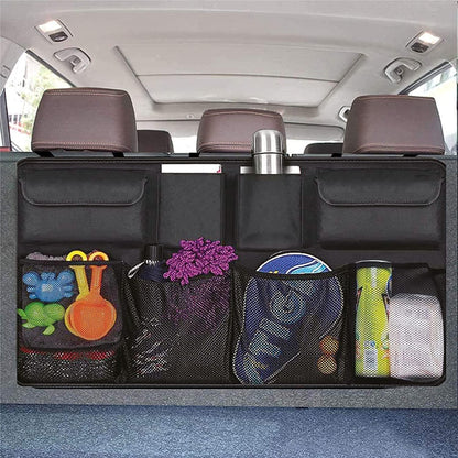 CTFIVING Car Boot Organiser Trunk organizer Waterproof Kick Mats Car Organizer Seat Back Protector, Multi-Pocket Children's Travel Storage, Durable Foldable Cargo Net Storage for Car Backseat Cover