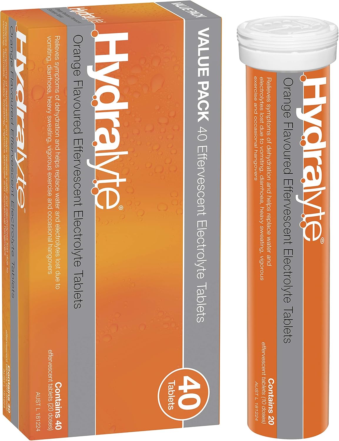 Hydralyte Effervescent Electrolyte Tablets Orange Flavoured 40 Tablets