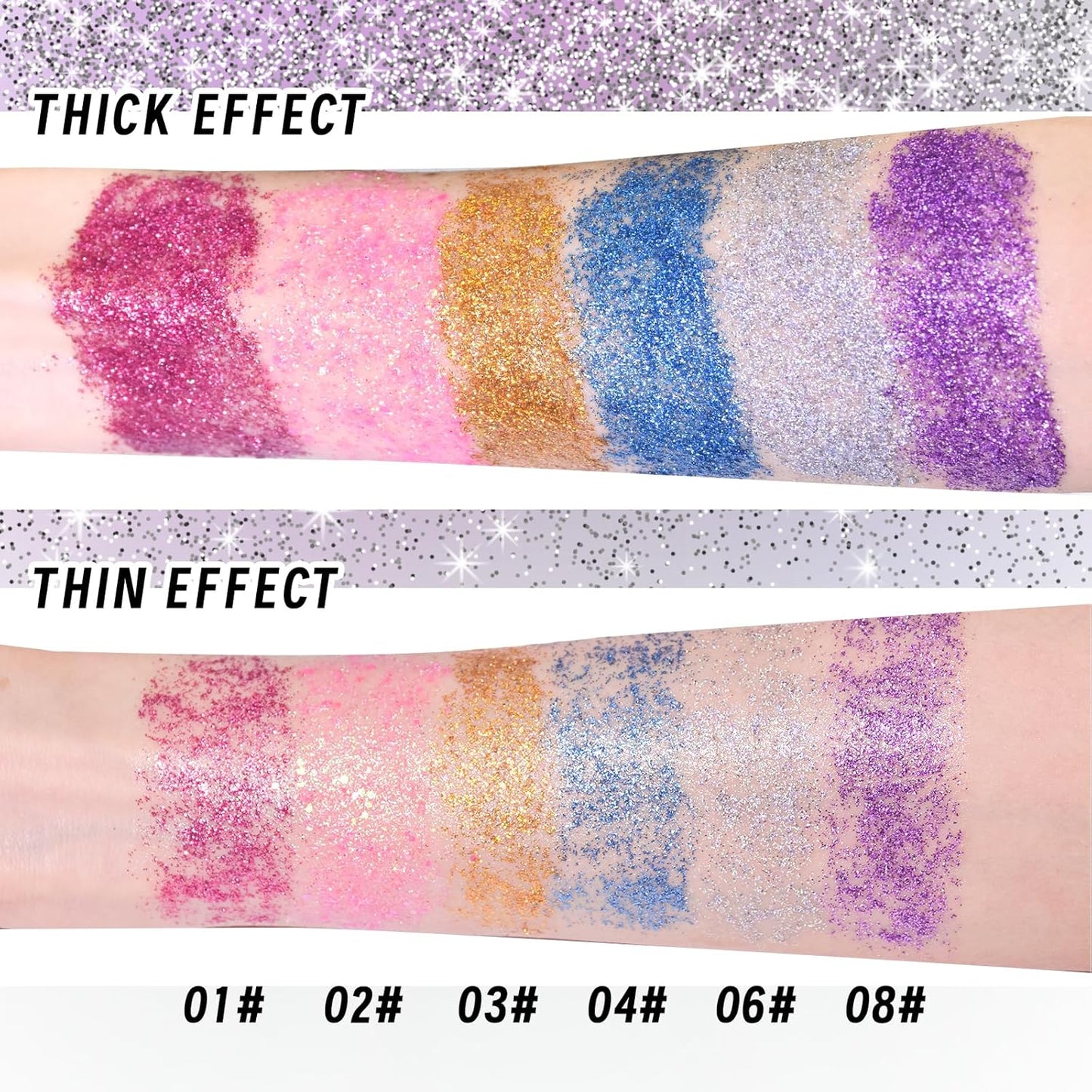 Prreal Body Glitter, Sparkling Body Glitter Stick, Face Glitter Gel, Mermaid Sequins Glitter for Hair Nail, Sequins Chunky Glitter Stick Rave Accessories Stage Halloween Festival Makeup (#06 Silver)