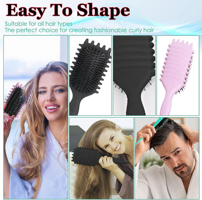 Black Detangling Brush for Curly Hair - Styling Brush for Curly, Wavy, Thick & Frizzy Hair - Gentle on Scalp, Reduces Breakage & Frizz - Perfect for Men, Women