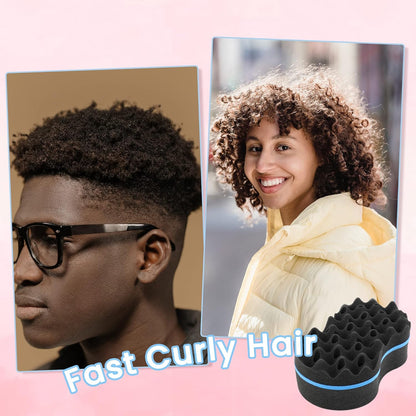 Beauty7 Double Side Two in One Magic Twist Hair Sponge Magic Hair Twist Sponges Afro Braid Style Hair Sponge Brush Natural Hair Sponge Barber Styling Comb Locking Afro Coil Comb Care Hair Styling Tool