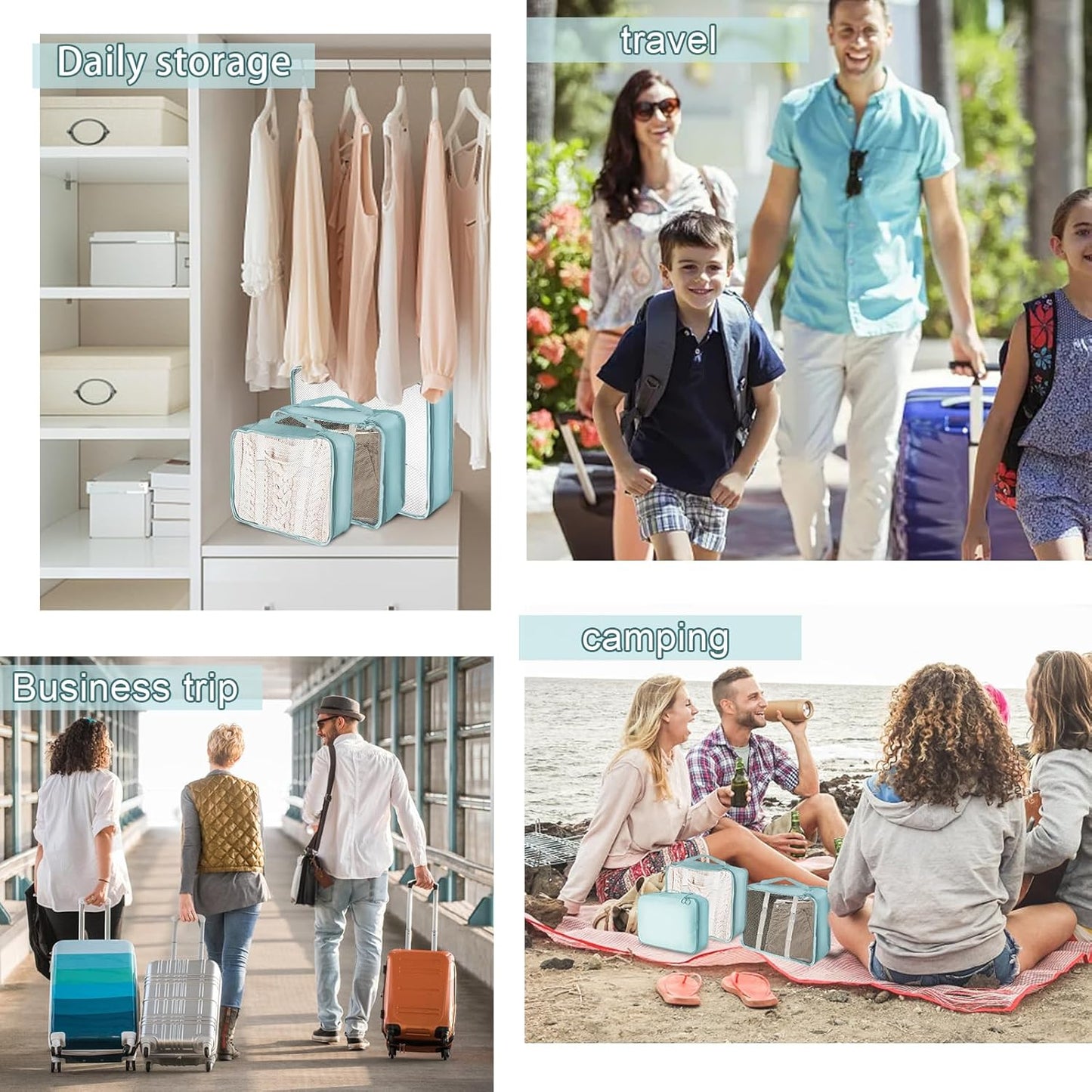Suitcase Organizer, 7 Pieces Travel Cube System, Travel Suitcase Organizers, Space-Saving Suitcase Organizer, for Vacation and Travel, Organizer Suitcase Set, Travel Useful Accessories