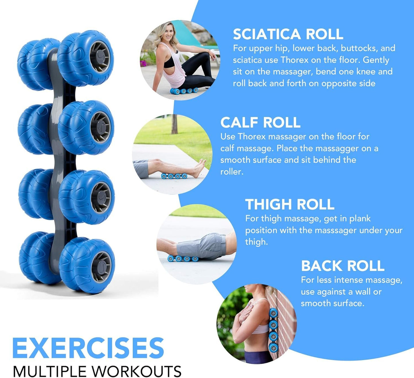 THOREX Back Massager Chiropractor-Approved Back Roller and Body Roller for Muscles Deep Tissue, Heated Body Massager and Self Massage Tool for Pain Relief and Recovery Ideal for Men and Women