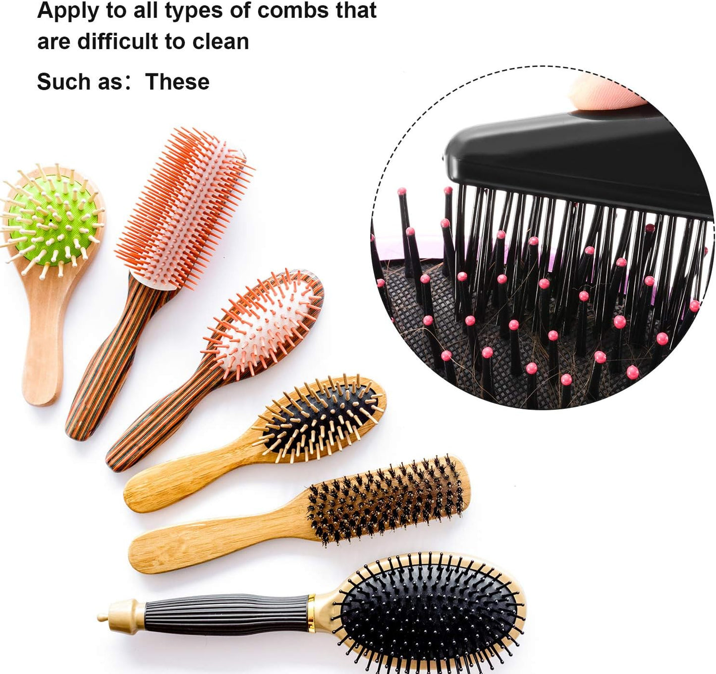 Hair Brush Cleaning Tool Hair Brush Cleaner Rake for Removing Dirt Home and Salon Use, Black (2 Packs)