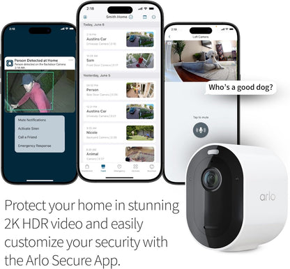 Arlo Pro 5S 2K Spotlight Camera - Wireless Home Security Camera with Spotlight, Color Night Vision, Dual-Band Wi-Fi & 2-Way Audio - White, 4 Pack, VMC4460P