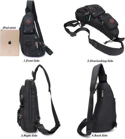 NICGID Sling Backpacks, Sling Chest Bags Shoulder Pack Crossbody Bags for Men Women Outdoor Travel (Black)