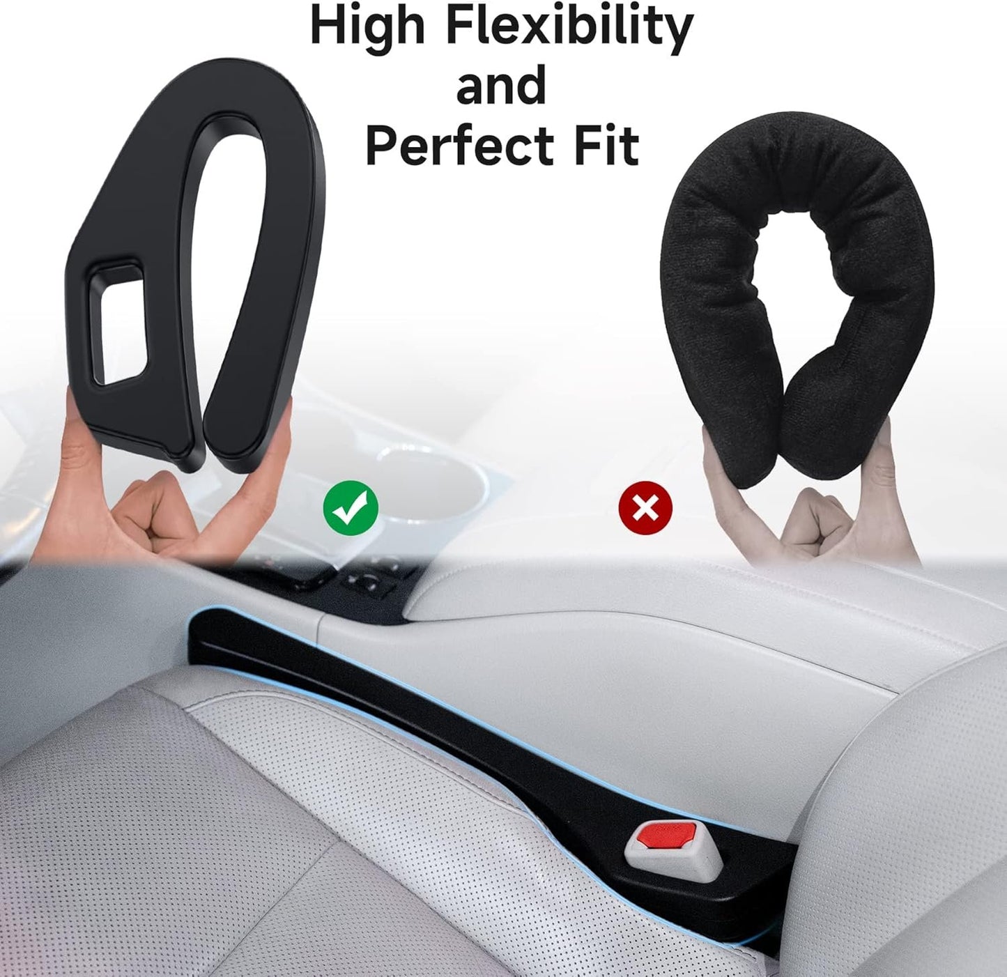Car Seat Gap Filler Set of 2 Soft Foam Seat Gap Filler Universal Fit Car SUV Truck to Fill The Gap Between Seat and Console Stop Things from Dropping Drop Blocker (Black)
