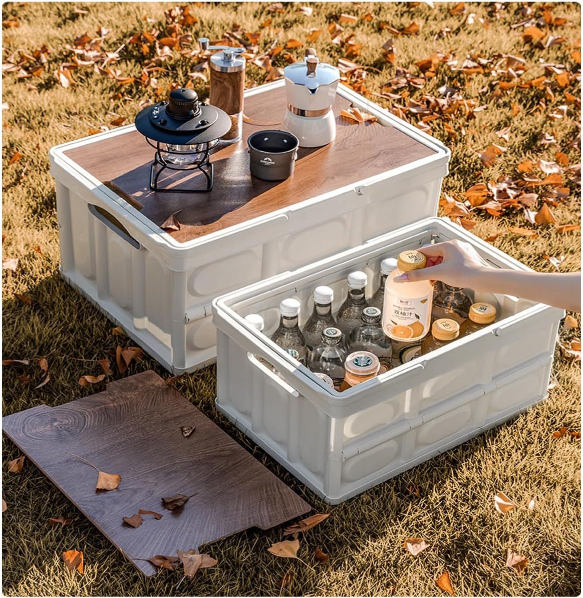 Durable Plastic Cargo Storage Box Collapsible SUV Trunk Organizer Outdoor Storage Organiser Box Secure Snap-on Lid Car Boot Organizer with Lid Plastic Crate Camp Trunk Picnics Basekt