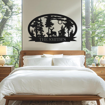 Personalized Deer Metal Cabin Sign | Custom Metal Sign | Custom Signs Outdoor Metal | Deer Hunting Gift | Custom Family Name Sign | Housewarming Gifts | Porch Sign | Cabin Home Decor