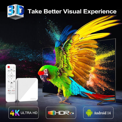 Android 14.0 TV Box, LEFFOT H313 4K Ultra HD Streaming Device for TV, 2GB RAM + 16GB ROM, Smart TV Box with HDR10, Voice Control, 2.4G & 5G WiFi 6, 100M Ethernet, H313 Quad Core ARM Cortex A53
