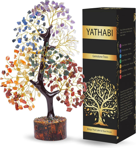 Chakra Tree - Crystal Tree - Gem Tree - Feng Shui Decor - Crystal Bonsai Tree - 7 Chakra Tree of Life Decor - Gemstone and Crystals - Spiritual Tree - Chakra Stones - Crystal Gifts - Energy Crystals
