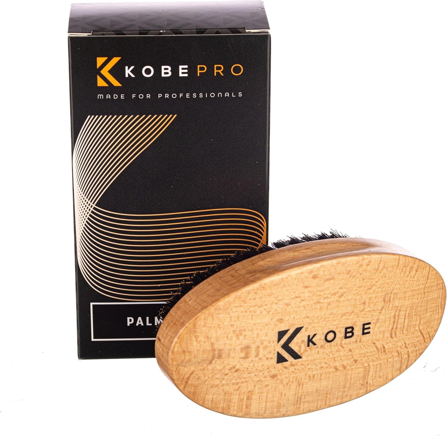 Kobe Palm Men's Military Style Boar Bristle Hair Brush/Beard Brush - Hand Sized Beard Brush for Men - Perfect for Beard Care - Works Well With Beard Oils (Beech)