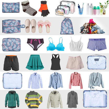 sprecenk Travel Suitcase Organizer 10 Pieces, Large Capacity Travel Organizer Packing Cubes Lightweight Organizer Suitcase Cubes Travel Cube for Clothes Underwear, Flamingo Grey