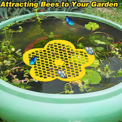 4Pcs Floating Bee Feeder 8.66in Flower Watering Station, Butterfly Waterer EVA Material for Outdoor Garden Bee Feeding Décor Thirsty Pollinators Flower Shape