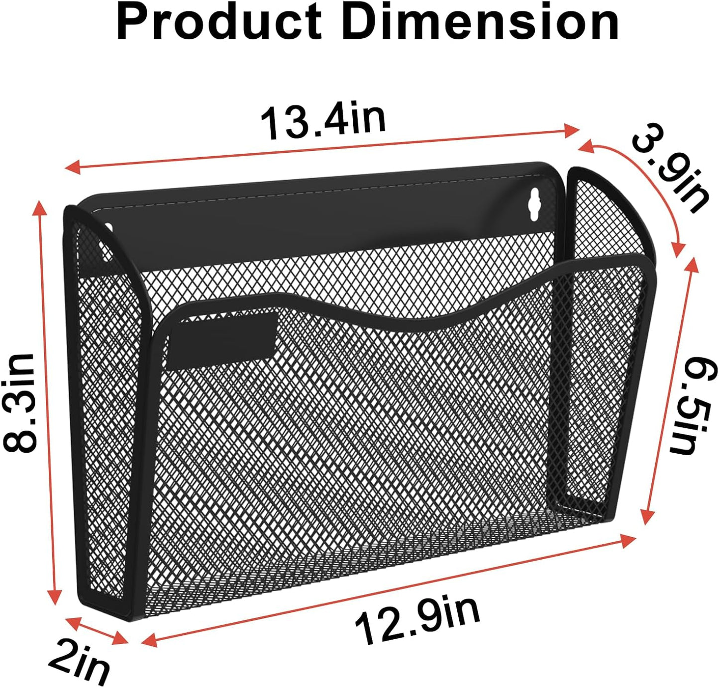 BOHDK Wall File Organizer, Mesh Hanging File Organizer, Home Office Organization and Storage, 3 Single Pockets Document Magazine Rack