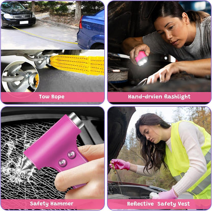 298PCS Roadside Emergency Car Kit- Car Emergency Kit with Jumper Cables, Roadside Emergency Kit for Vehicles, Emergency Car Kit, Car Safety Kits, Gloves,Tow Strap,Tool Kit,Reflective Warning Triangle
