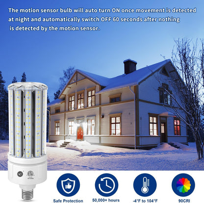 100W Smart LED Bulb with Motion & Dusk-to-Dawn Sensor (16,000LM 5000K | CRI 90 | Flicker-Free) - E26/E39 Base - A19 Shape Aluminum Cooling Core - ETL Certified.Not Dimmable & Hub APP Remote.