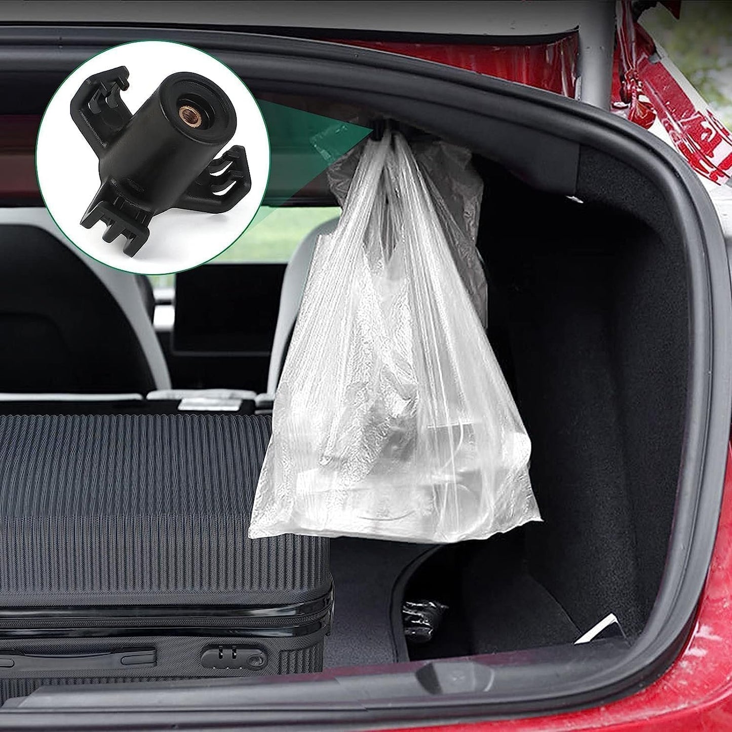 Car Trunk Hook 2 Pieces ABS Trunk Shopping Bag Hook, Interior Car Hanging Luggage Hook Accessories for Tesla Model 3, Black