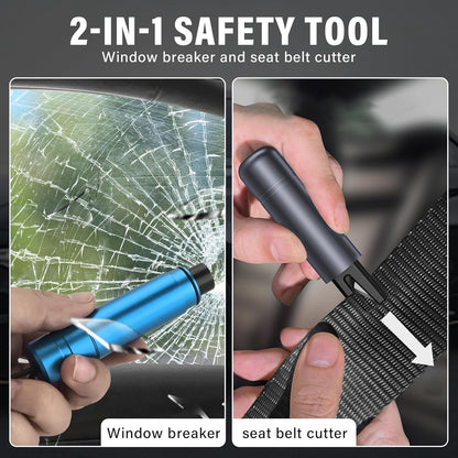 2Pcs Life Hammer with Seatbelt Cutter, Car Safety Hammer Window Breaker Tool Seat Belt Cutter Essential Car Escape Tool for Emergency Situations